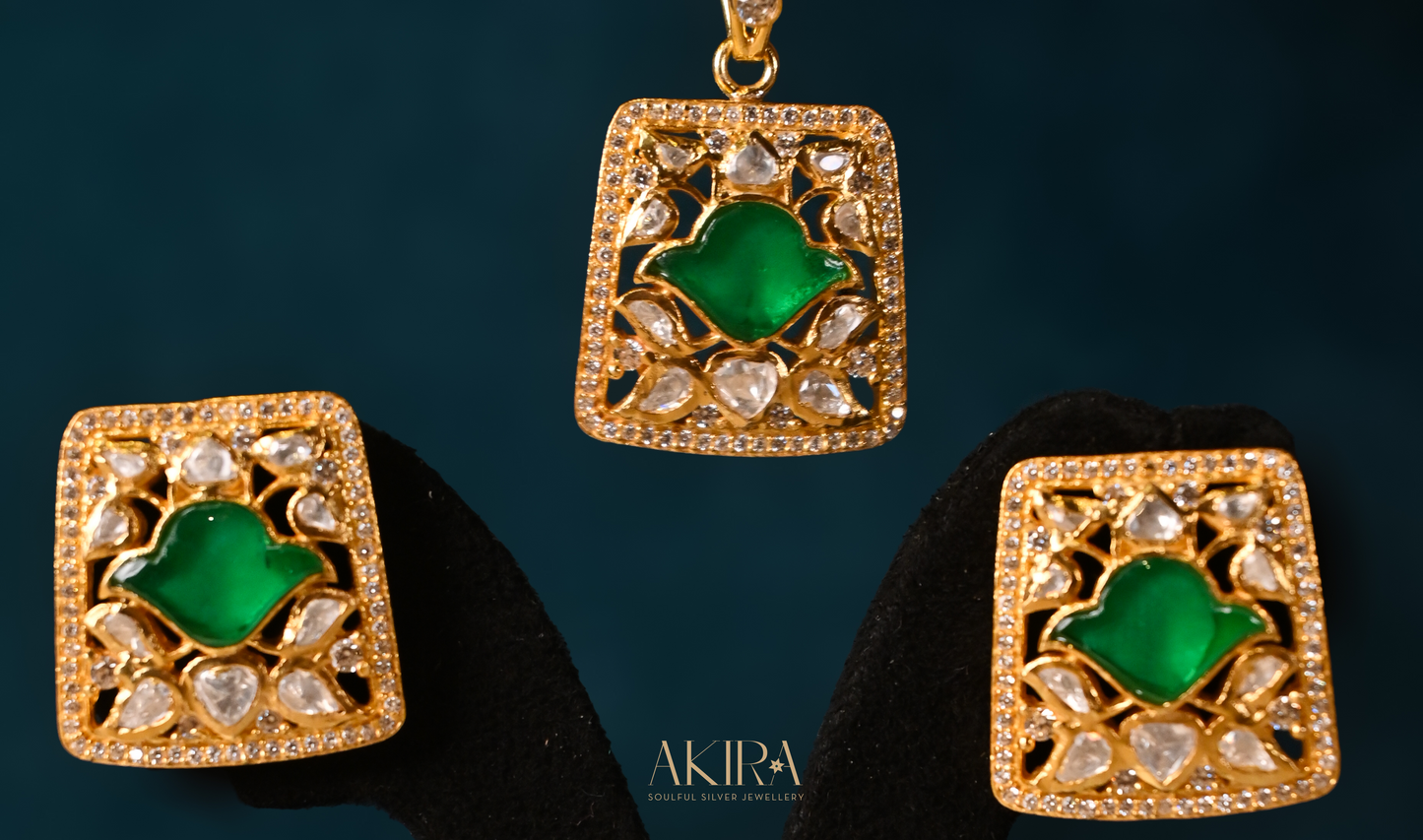 The Green Sanctum Pendant & Earrings