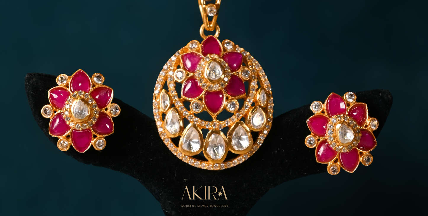 The Crimson Palace Pendant & Earrings