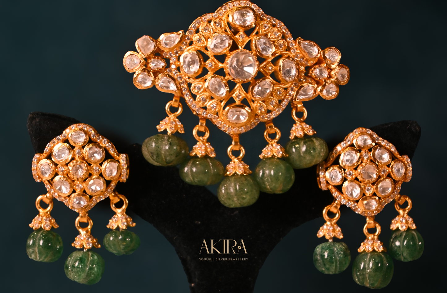 The Polki Garden Pendant & Earrings
